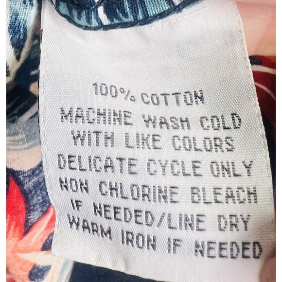 Molokai Surf Co Hawaiian Shirt M Reverse Print Blue Floral Birds Of Paradise - Picture 10 of 10